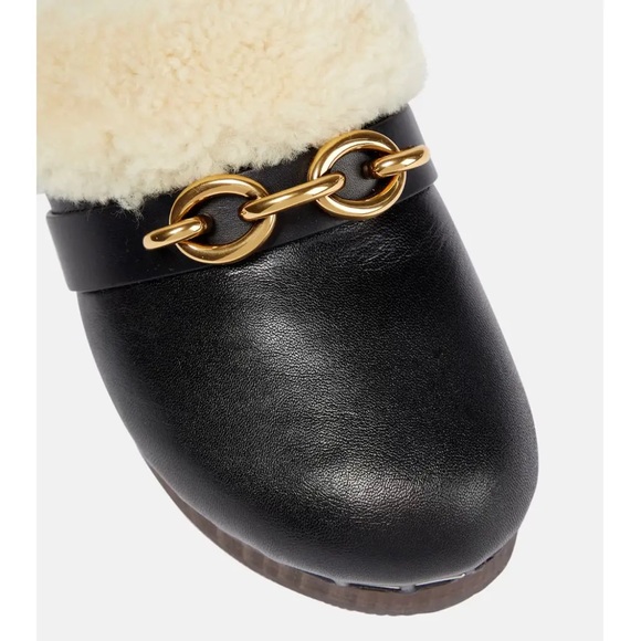 Saint Laurent Le Maillon Shearling Clogs in Black - Picture 13 of 16